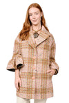 Ivy Jane Ruffle Sleeve Plaid Coat in Multi Style 130242