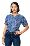 Ivy Jane Smocked Neck Top in Blue Style 641481