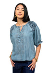 Ivy Jane Smocked Sleeve Top in Indigo Style 621592