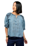 Ivy Jane Smocked Sleeve Top in Indigo Style 621592