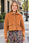 Ivy Jane Suede Patch Pocket Jacket in Cinnamon Style 130261
