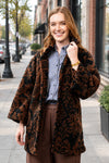 Ivy Jane Tapestry Sherpa Coat in Brown Style 130253