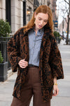 Ivy Jane Tapestry Sherpa Coat in Brown Style 130253