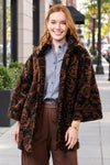 Ivy Jane Tapestry Sherpa Coat in Brown Style 130253