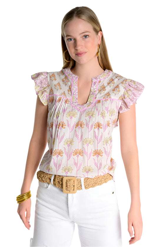 Ivy Jane Three Pattern Top in White Style 650377