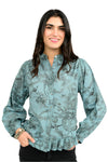 Ivy Jane Toile Ruffled Hem Shirt in Blue Style 621560