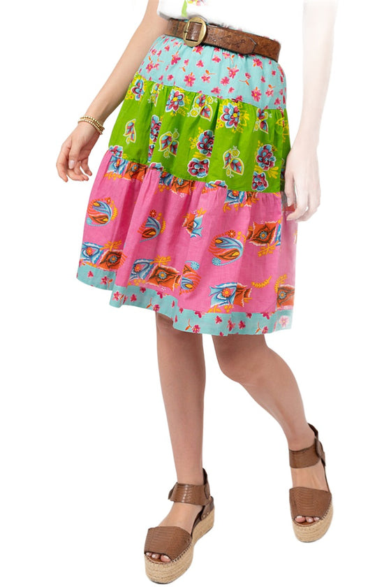 Ivy Jane Tri-Print Tiered Skirt in Multi Style 540006