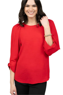  Ivy Jane Tucked Sleeve Top in Red Style 630358