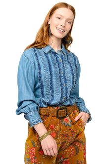  Ivy Jane Tuxedo Denim Shirt in Indigo Style 630386