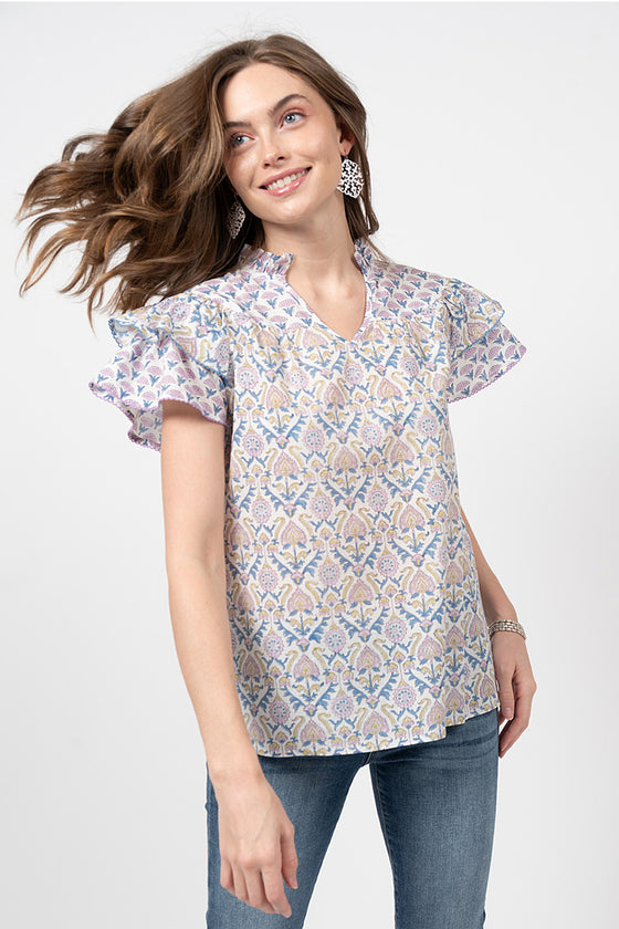 Ivy Jane Twin Print Top in Lilac