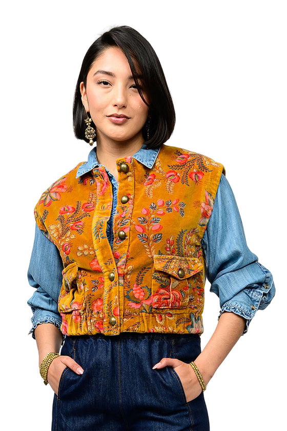 Ivy Jane Velveteen Vest in Gold Style 130230