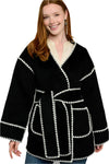 Ivy Jane Whipstitched Wrap Coat in Black Style 130214