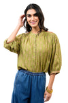 Ivy Jane Yoke Embroidered Top in Green