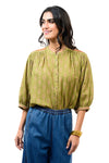 Ivy Jane Yoke Embroidered Top in Green