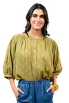 Ivy Jane Yoke Embroidered Top in Green