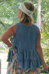 Jaded Gypsy Ruffled About Tank in Chambray