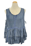 Jaded Gypsy Ruffled About Tank in Chambray