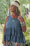 Jaded Gypsy Ruffled About Tank in Chambray
