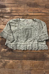 Jaded Gypsy Softly Worn Eyelet Top In Charcoal