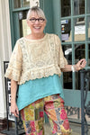 Jaded Gypsy Softly Worn Eyelet Top In Oatmeal
