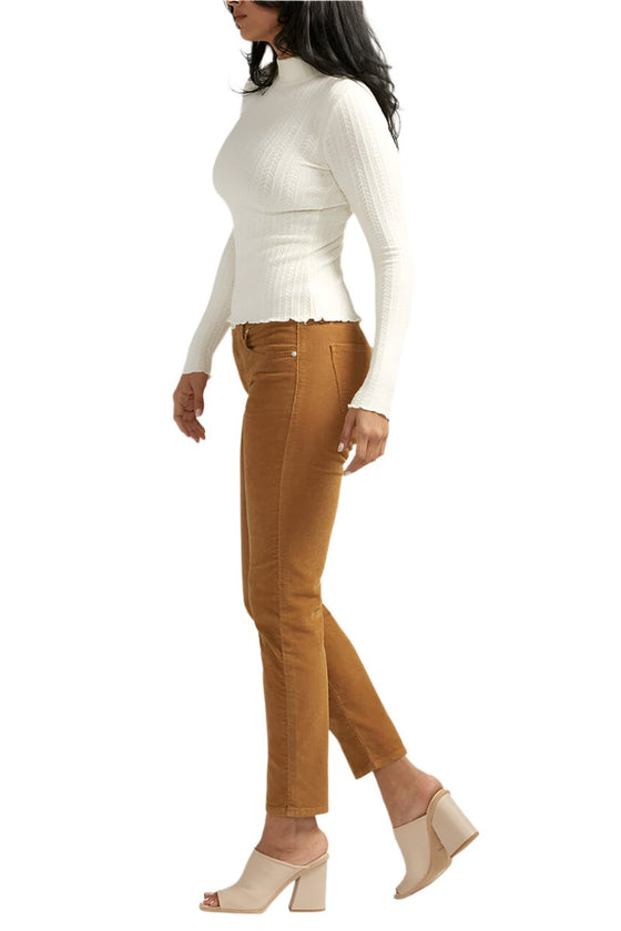 Jag Jeans Cassie Mid Rise Slim Straight Leg Corduroy Pants in Toffee Brown