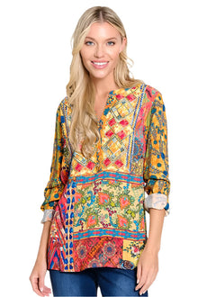  John Mark Embroidered Print Tunic in Spice Print Style J34444TM