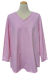 Kleen Idea Long Sleeve V-Neck Tunic in Fairy Pink