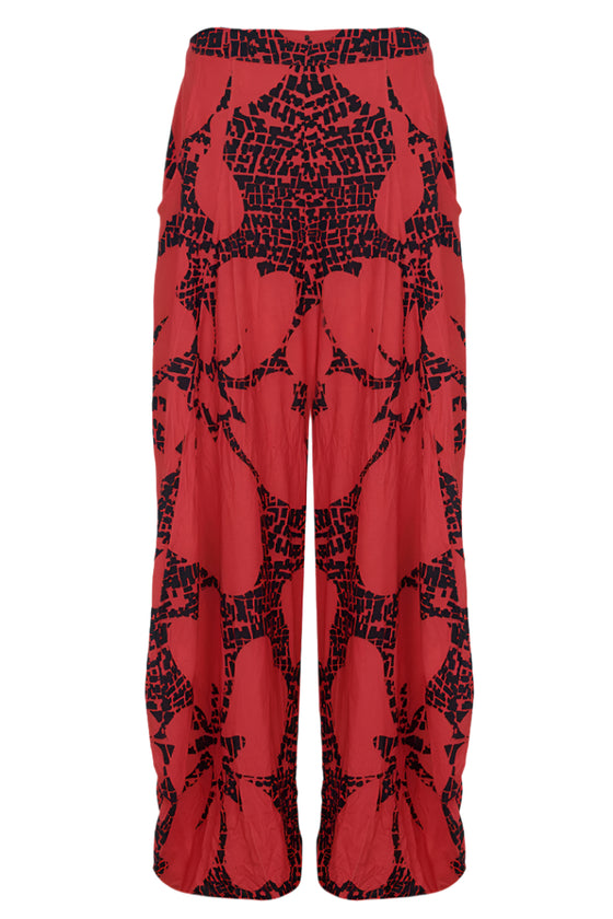 Kozan Crinkle Viscose Jade Pant in Hibiscus Style CV-3911