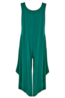  Green sleeveless jumpsuit on a white background