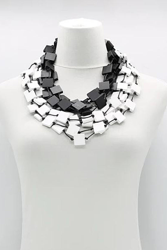 Kozan Jianhui London Recycled Wood 5 Strand Necklace in Monochrome