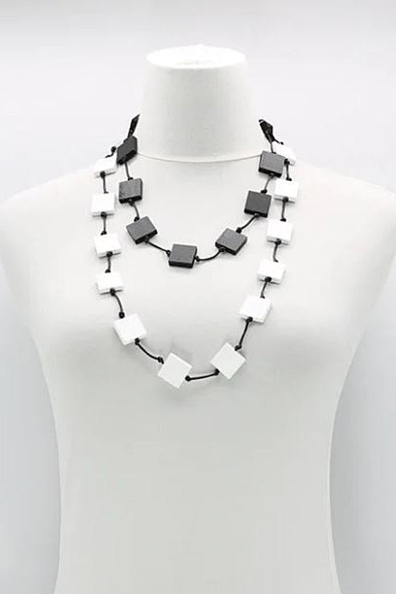 Kozan Jianhui London Recycled Wood 5 Strand Necklace in Monochrome