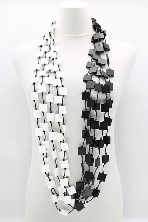 Kozan Jianhui London Recycled Wood 5 Strand Necklace in Monochrome