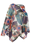 Colorful abstract patterned scarf on a white background