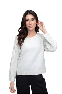  Liv By Habitat Clothes Snow Bunny Cable Sleeve Crew in Winter White