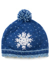 Lost Horizons Knitwear Anoushka Snowflake Embroidered Beanie in Lapis