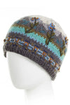 Lost Horizons Knitwear Chloe Wool Hat Hand Embroidered Floral Knit Beanie in Light Natural