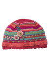 Lost Horizons Knitwear Lassen Knit Beanie Hat with Crochet Flowers in Goji Berry