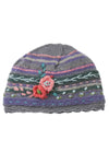 Lost Horizons Knitwear Lassen Knit Beanie Hat with Crochet Flowers in Grey