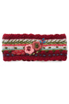 Lost Horizons Knitwear Lassen Knit Headband with Crochet Flower Detail in Heather Rouge