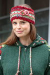 Lost Horizons Knitwear Lassen Knit Headband with Crochet Flower Detail in Heather Rouge