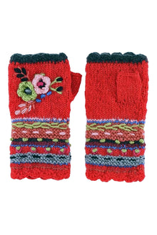  Lost Horizons Knitwear Lassen Women's Wool Knit Handwarmers in Red