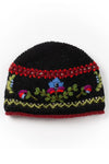 Lost Horizons Knitwear Munich Embroidered Wool Beanie Hat in Black