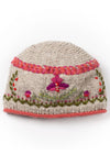 Lost Horizons Knitwear Munich Embroidered Wool Beanie Hat in Light Natural