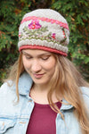 Lost Horizons Knitwear Munich Embroidered Wool Beanie Hat in Light Natural