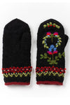Lost Horizons Knitwear Munich Embroidered Wool Mittens in Black