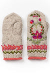 Lost Horizons Knitwear Munich Embroidered Wool Mittens in Light Natural