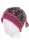 Lost Horizons Knitwear Verbier Wool Beanie Hat with Embroidery in Charcoal