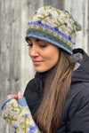 Lost Horizons Knitwear Verbier Wool Handwarmers with Floral Embroidery in Light Natural