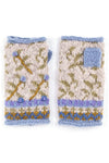 Lost Horizons Knitwear Verbier Wool Handwarmers with Floral Embroidery in Light Natural