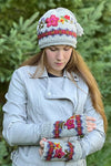 Lost Horizons Knitwear Wildflower Embroidered Wool Beanie Hat in Light Natural